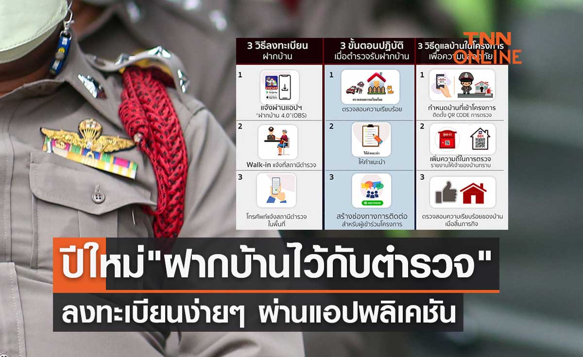 ปีใหม่ 2566 "ฝากบ้านไว้กับตำรวจ" ลงทะเบียนง่ายๆ ผ่านแอปพลิเคชัน