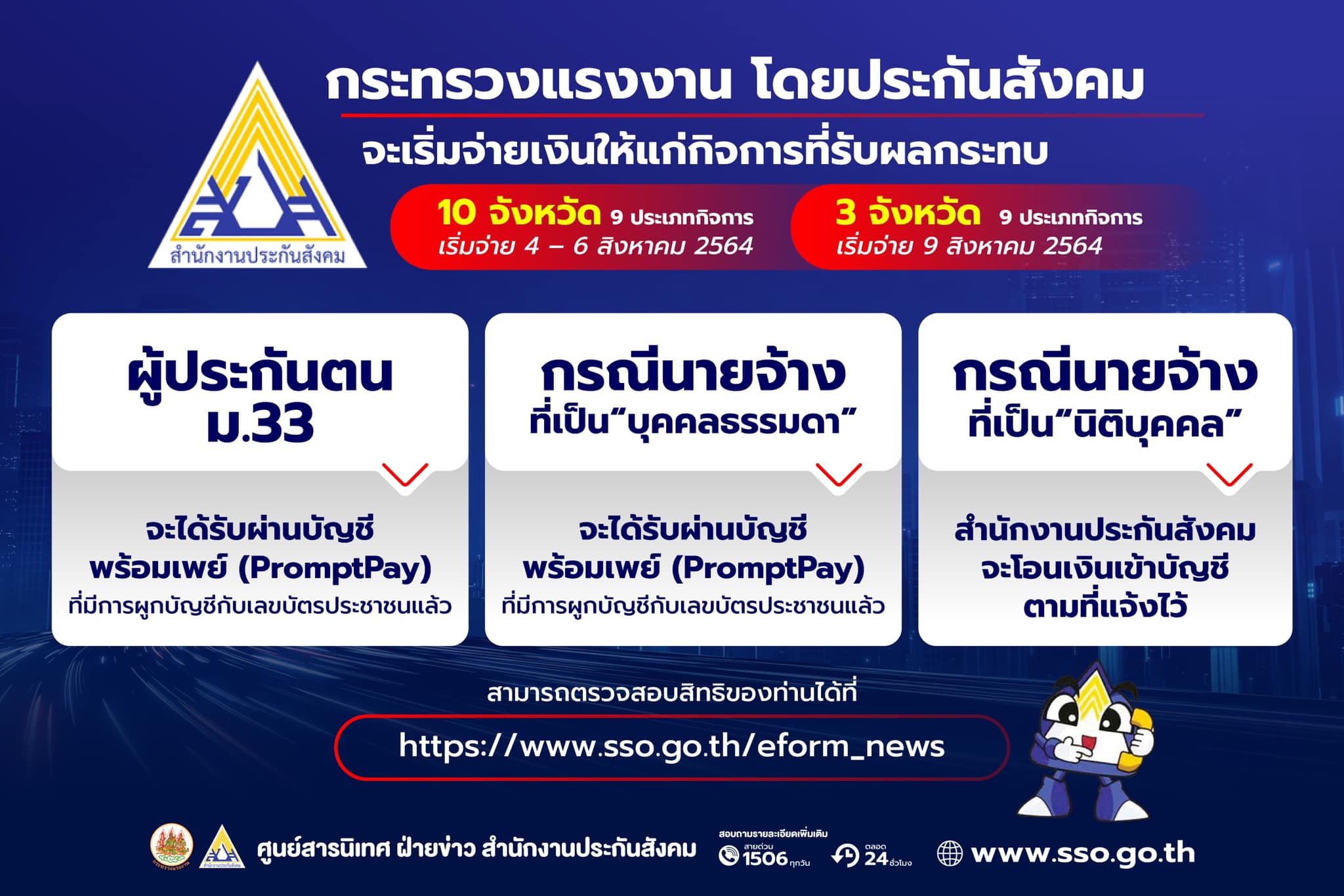 ประกันสังคม เปิดไทม์ไลน์ผู้ประกันตน มาตรา 33 รับเงินเยียวยาโควิด 2,500 บาท ประกันสังคม เปิดไทม์ไลน์ผู้ประกันตน มาตรา 33 รับเงินเยียวยาโควิด 2,500 บาท