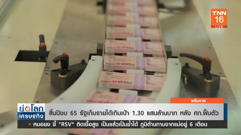 เกินเป้า! สิ้นปีงบ 65 รัฐเก็บรายได้ทะลุ 1.30 แสนล้านบาท เกินเป้า! สิ้นปีงบ 65 รัฐเก็บรายได้ทะลุ 1.30 แสนล้านบาท