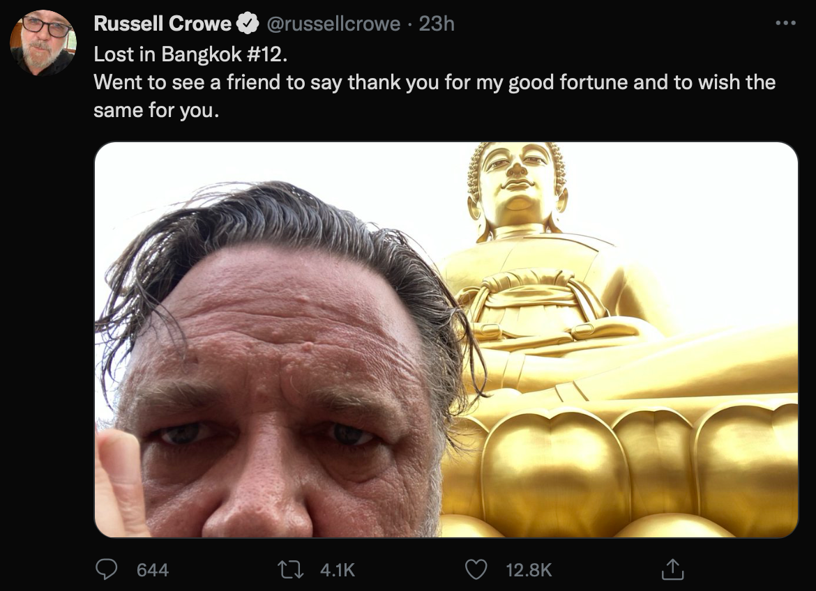 รัสเซล โครว์บอกลากทม.อวยพรส่งท้ายให้มีความสุข รัสเซล โครว์บอกลากทม.อวยพรส่งท้ายให้มีความสุข