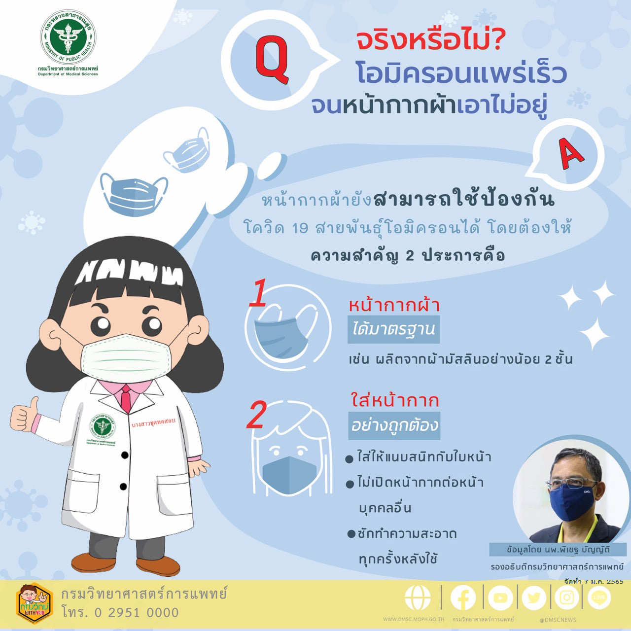 จริงหรือไม่? โควิดสายพันธุ์ โอมิครอน แพร่เชื้อเร็วจนหน้ากากผ้าเอาไม่อยู่