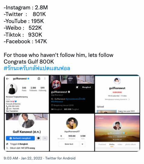 “กลัฟ คณาวุฒิ” คนฮอต!! แฟนๆ ไทยเทศยินดี ยอดผู้ติดตามพุ่งไม่หยุด