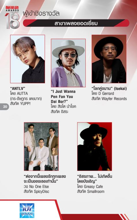 รายชื่อผู้เข้าชิง งานประกาศผลรางวัล คม ชัด ลึก อวอร์ด ครั้งที่ 18 