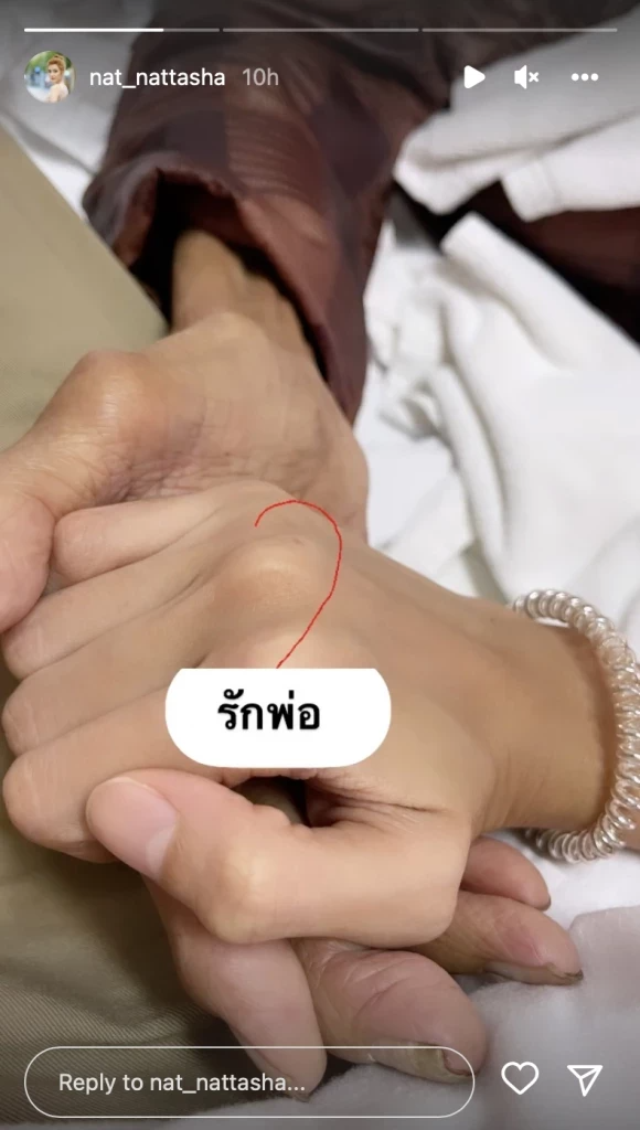แนท ณัฐชา โพสต์ภาพกุมมือคุณพ่อ แหลม มอริสัน พร้อมส่งกำลังใจ