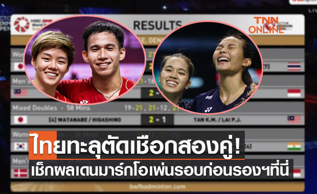 สรุปผลการแข่งขันแบดมินตัน 'เดนมาร์กโอเพ่น2021' รอบก่อนรองชนะเลิศทุกคู่ทุกประเภท