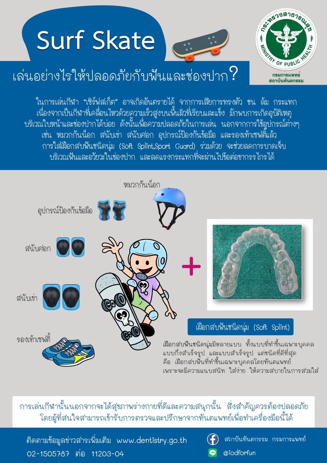 กรมการแพทย์ แนะเล่น SURF SKATE ขาดอุปกรณ์ป้องกัน เสี่ยงเสียฟัน กรมการแพทย์ แนะเล่น SURF SKATE ขาดอุปกรณ์ป้องกัน เสี่ยงเสียฟัน