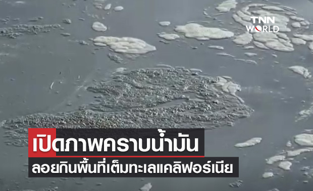 เปิดภาพคราบน้ำมันลอยกินพื้นที่เต็มทะเลแคลิฟอร์เนีย