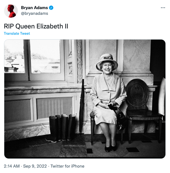 พระฉายาลักษณ์ 'ควีนเอลิซาเบธที่ 2’ ที่ร็อคเกอร์ ‘ไบรอัน อดัมส์’ ลั่นชัตเตอร์