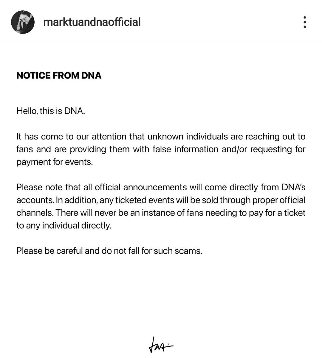 ต้นสังกัด มาร์ค ต้วน เตือนแฟนคลับให้ระวังมิจฉาชีพหลอกขายบัตรคอนเสิร์ต ต้นสังกัด มาร์ค ต้วน เตือนแฟนคลับให้ระวังมิจฉาชีพหลอกขายบัตรคอนเสิร์ต