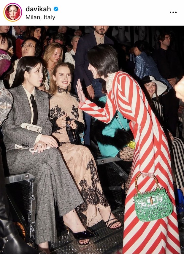 ‘ใหม่ ดาวิกา - ไอยู’!! กระทบไหล่ชมแฟชั่นโชว์ Gucci ที่มิลาน