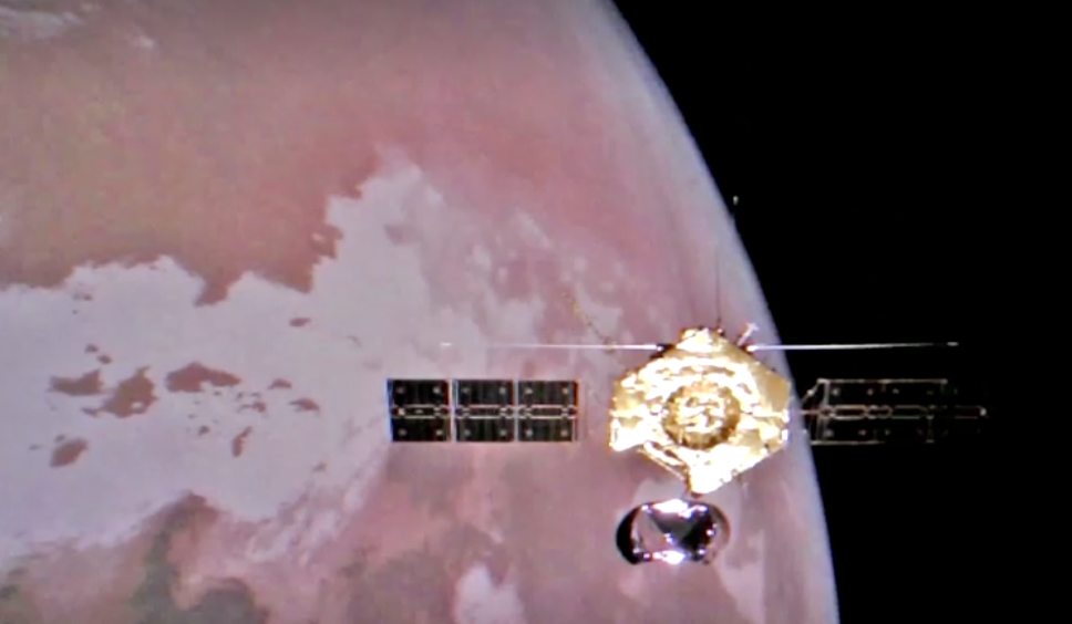 จีนเปิดภาพถ่ายล่าสุดจากดาวอังคารเผยให้เห็น “น้ำแข็งขั้วโลก”