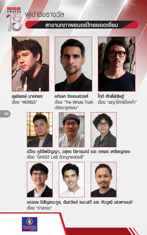 รายชื่อผู้เข้าชิง งานประกาศผลรางวัล คม ชัด ลึก อวอร์ด ครั้งที่ 18 