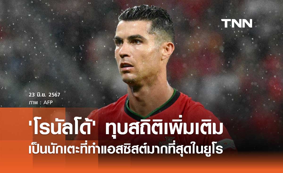 'โรนัลโด้' ทุบสถิติเพิ่มเติม เป็นนักเตะที่ทำแอสซิสต์มากที่สุดในยูโร