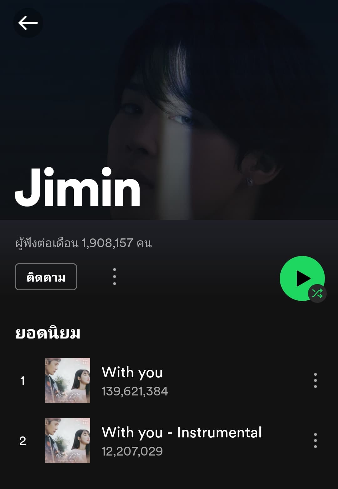 “จีมิน” ทำลายสถิติ “Spotify” ด้วยยอดฟัง 150 ล้านครั้ง ด้วยเพลงเดียว “จีมิน” ทำลายสถิติ “Spotify” ด้วยยอดฟัง 150 ล้านครั้ง ด้วยเพลงเดียว