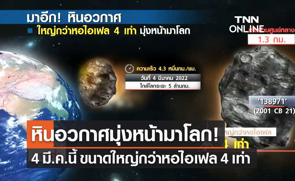 หินอวกาศใหญ่กว่าหอไอเฟล 4 เท่า มุ่งหน้ามายังโลก 4 มี.ค.นี้