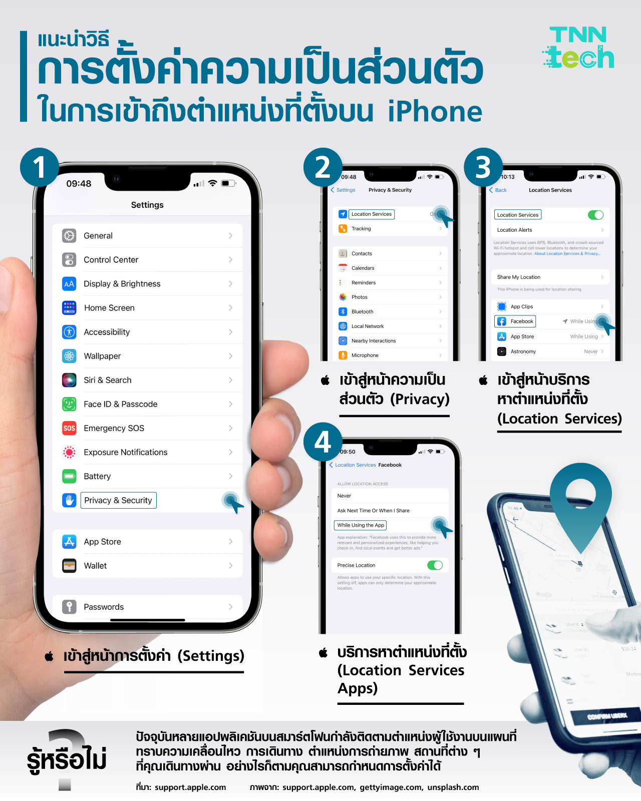 วิธีการตั้งค่าความเป็นส่วนตัวในการเข้าถึงตำแหน่งที่ตั้งบน iPhone