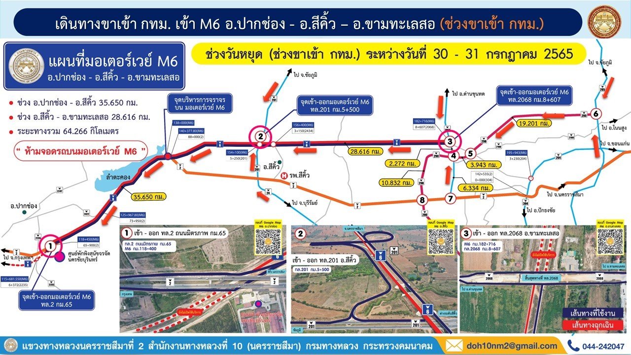 วันหยุดยาว มอเตอร์เวย์ M6 ปากช่อง–สีคิ้ว–ขามทะเลสอ วิ่งฟรี ย้ำห้ามหยุดถ่ายรูป วันหยุดยาว มอเตอร์เวย์ M6 ปากช่อง–สีคิ้ว–ขามทะเลสอ วิ่งฟรี ย้ำห้ามหยุดถ่ายรูป