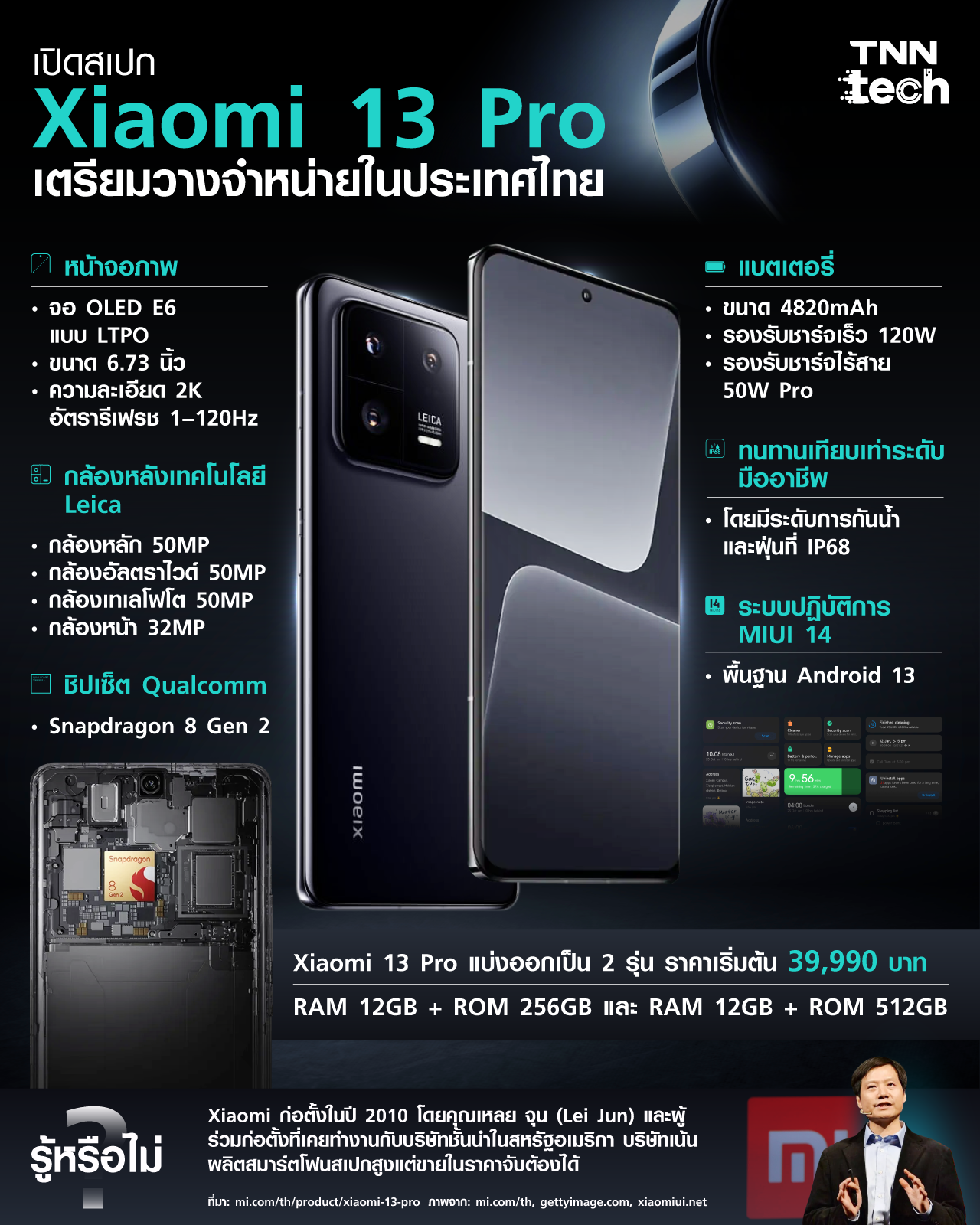เปิดสเปก Xiaomi 13 Pro เตรียมวางจำหน่ายในประเทศไทย