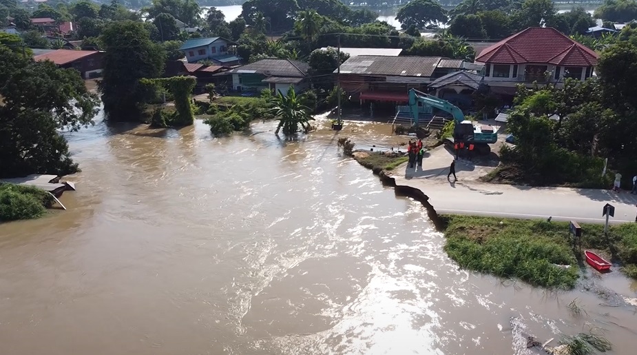 เขื่อนเจ้าพระยา ลดการระบายน้ำ-เร่งซ่อมแซมคันคลองมหาราช