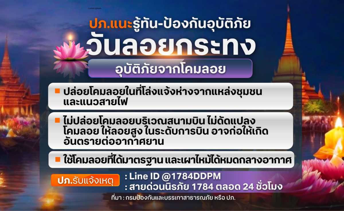ปภ.แนะรู้ทัน-ป้องกันอุบัติภัยวันลอยกระทง ปภ.แนะรู้ทัน-ป้องกันอุบัติภัยวันลอยกระทง