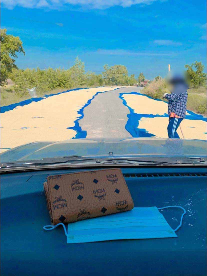 เต็มคาราเบล! ตากข้าวขวางถนน! ผู้ขับขี่สุดเพลียรถแทบไม่มีที่วิ่ง เต็มคาราเบล! ตากข้าวขวางถนน! ผู้ขับขี่สุดเพลียรถแทบไม่มีที่วิ่ง