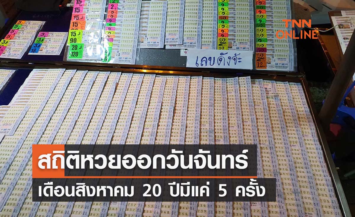 สถิติหวยออกวันจันทร์ เดือนสิงหาคม ย้อนหลัง 21  ปี มี 5 ครั้ง เลขเด็ดออกอะไร