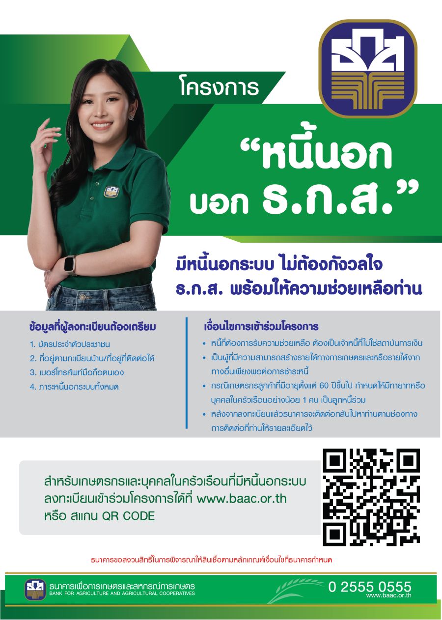 โครงการช่วยเหลือหนี้นอกระบบ 2566 แบงก์ธ.ก.ส. เช็กเงื่อนไขลงทะเบียนที่นี่ 