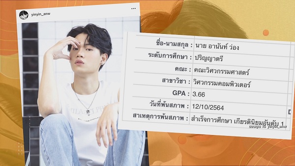แฟนคลับร่วมยินดี “หยิ่น อานันท์” คว้าเกียรตินิยมอันดับ 1 วิศวะ (มีคลิป) แฟนคลับร่วมยินดี “หยิ่น อานันท์” คว้าเกียรตินิยมอันดับ 1 วิศวะ (มีคลิป)