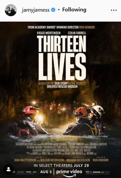 เจมส์ ธีรดนย์ ดีใจ ภาพยนตร์ Thirteen Lives กระแสดี 