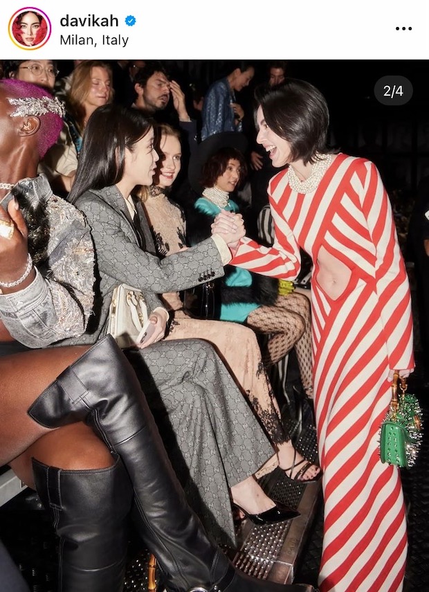 ‘ใหม่ ดาวิกา - ไอยู’!! กระทบไหล่ชมแฟชั่นโชว์ Gucci ที่มิลาน