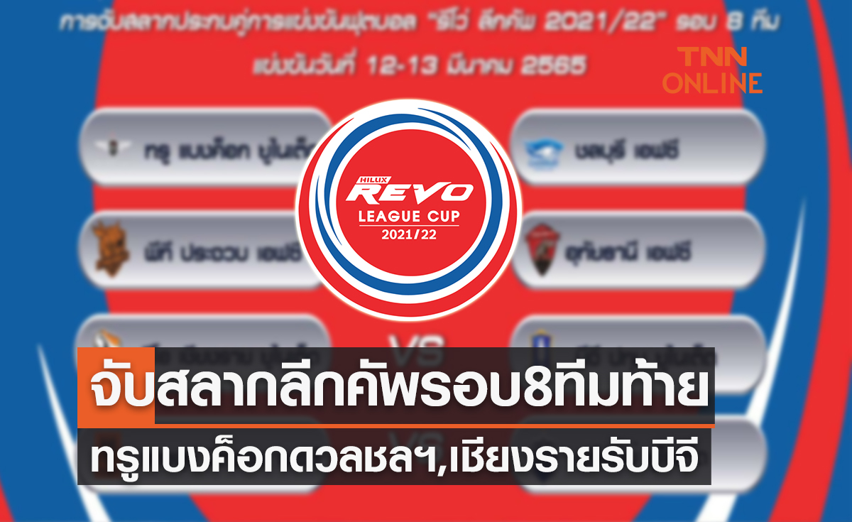ผลการจับสลากประกบคู่ 'รีโว่ลีกคัพ 2021-22' รอบก่อนรองชนะเลิศ