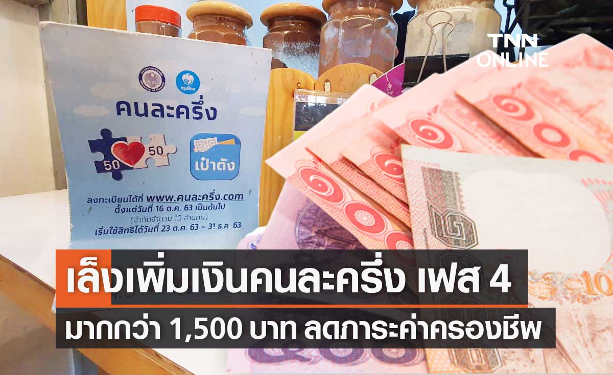 คลังเล็งขยายเวลาใช้ "คนละครึ่ง เฟส 4" เพิ่มวงเงินมากกว่า 1,500 บาท