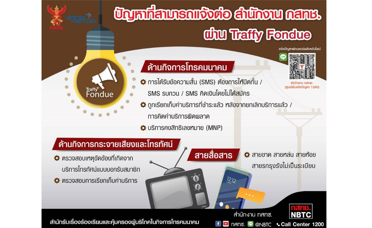  เปิดตัว Traffy Fondue รับแจ้งปัญหาค่าโทรศัพท์ SMS บิลไม่ตรงตามจริง