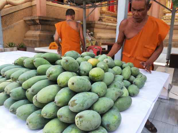 พระวางตาลปัตร นั่งขายมะม่วง หาค่าน้ำ-ค่าไฟ