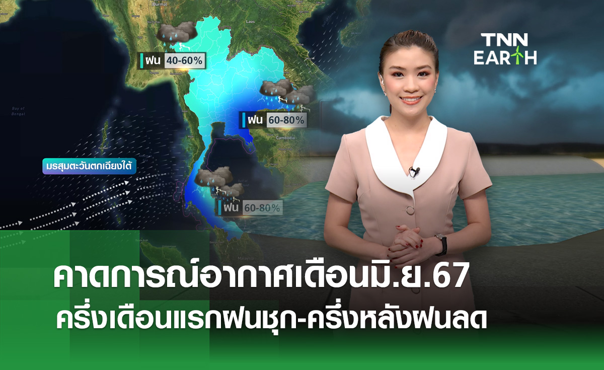 คาดการณ์สภาพอากาศเดือนมิ.ย.67 ครึ่งแรกฝนชุก-ครึ่งหลังฝนลด
