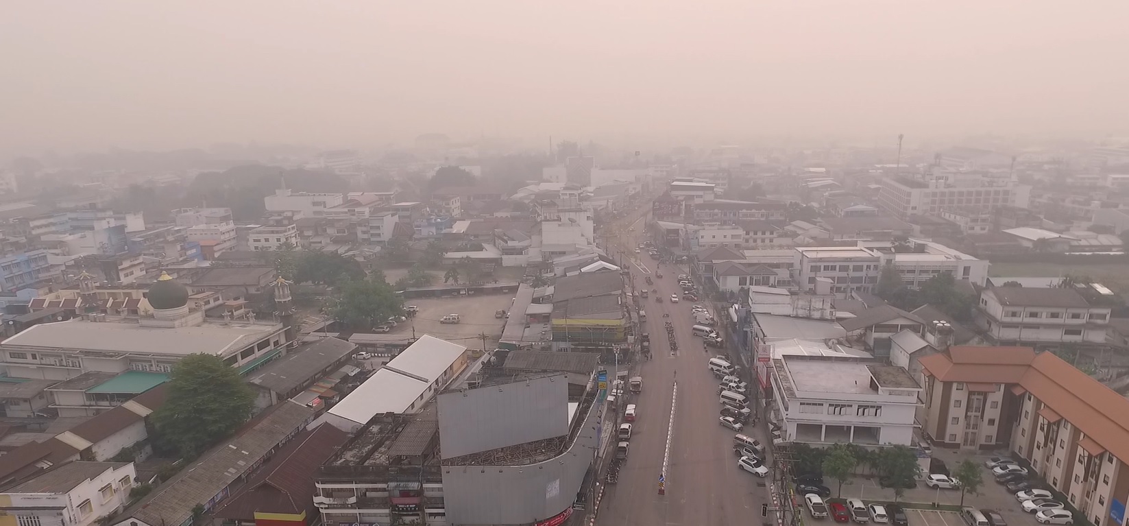 เปิดภาพล่าสุด! แม่สาย-เชียงราย สถานการณ์วิกฤตฝุ่น PM 2.5 พุ่งสูงเกินค่ามาตรฐาน