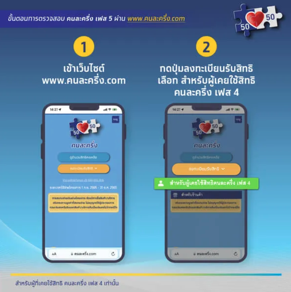 คนละครึ่งเฟส 5 ผู้ใช้เก่าอย่าลืมปฏิบัติตามขั้นตอนนี้ก่อนเสียสิทธิ คนละครึ่งเฟส 5 ผู้ใช้เก่าอย่าลืมปฏิบัติตามขั้นตอนนี้ก่อนเสียสิทธิ