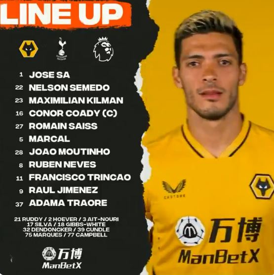 รายชื่อ11ผู้เล่นตัวจริง : เซาธ์แฮมป์ตัน พบ แมนฯ ยูไนเต็ด , วูล์ฟฯ พบ สเปอร์ส