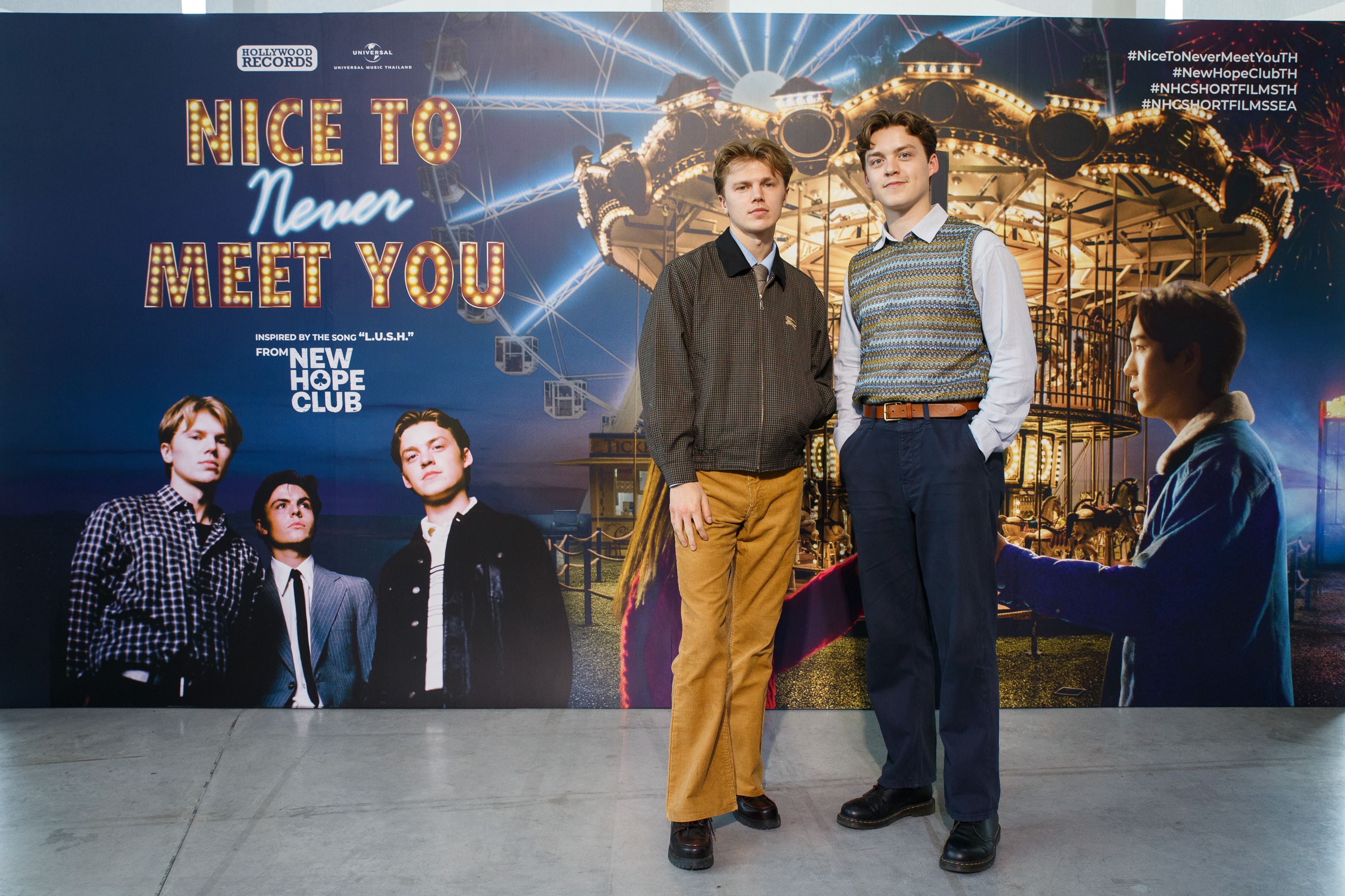 New Hope Club สามหนุ่มจากเกาะอังกฤษ แท็กทีมพระนาง ต่อ-แคร์ ร่วมแถลงข่าวเปิดตัวหนังสั้น Nice To Never Meet You