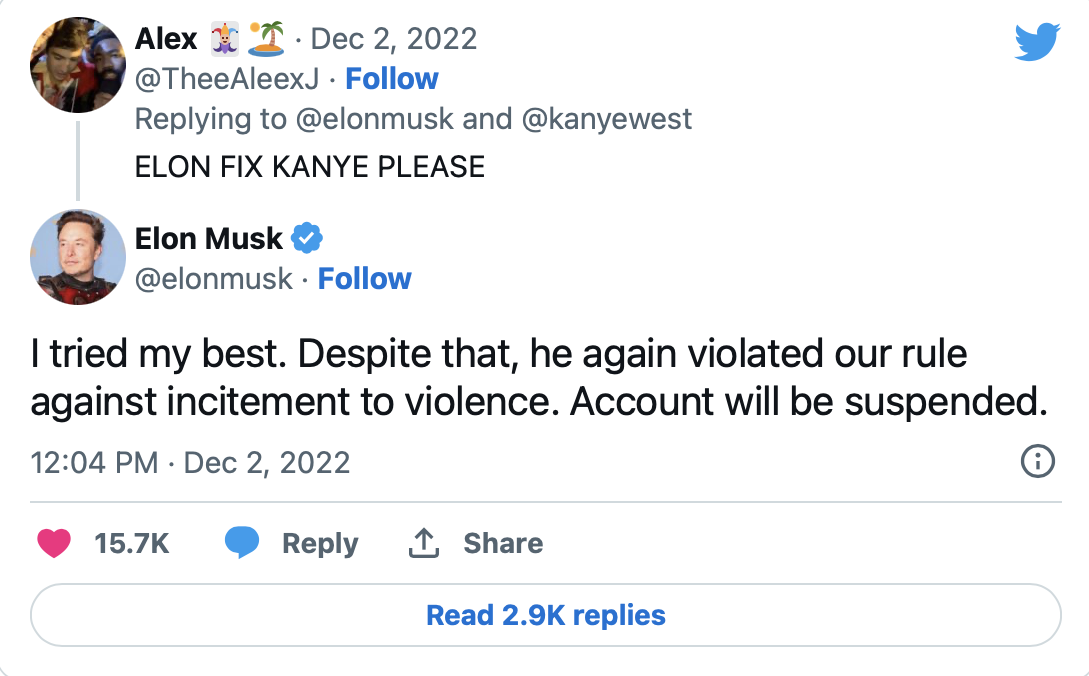 ทวิตเตอร์แบนบัญชี คานเย เวสต์ อีกครั้ง ฐานยุยงปลุกปั่นความรุนแรง