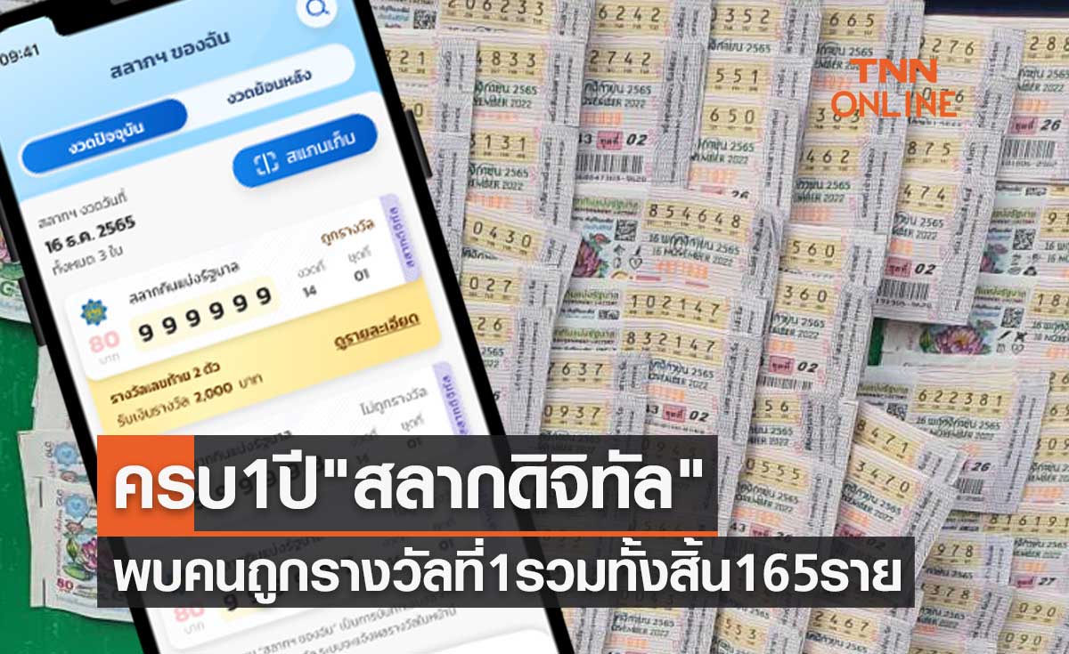 ครบ 1 ปี "สลากดิจิทัล" บนแอปฯเป๋าตัง พบคนดวงดีถูกรางวัลที่ 1 รวม 165 ราย