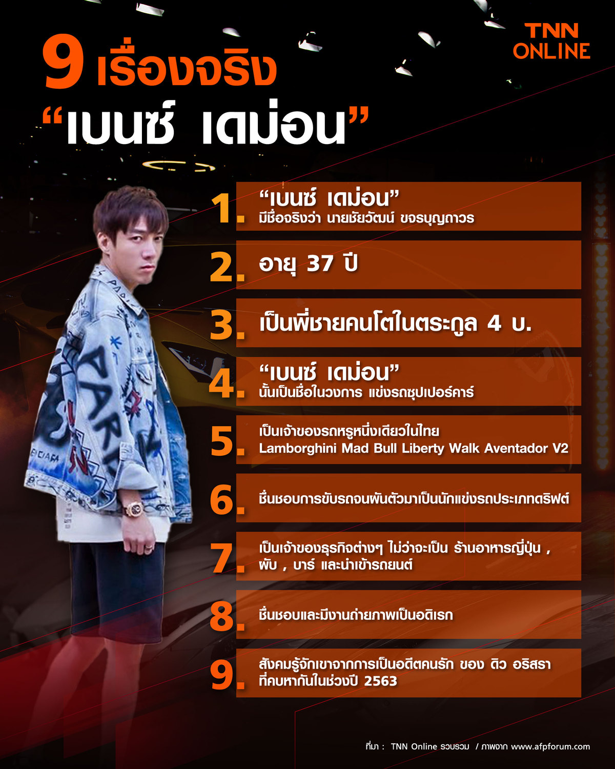 เปิดประวัติ “เบนซ์ เดม่อน” หนุ่มซุปเปอร์คาร์อดีตหวานใจดิว อริสรา