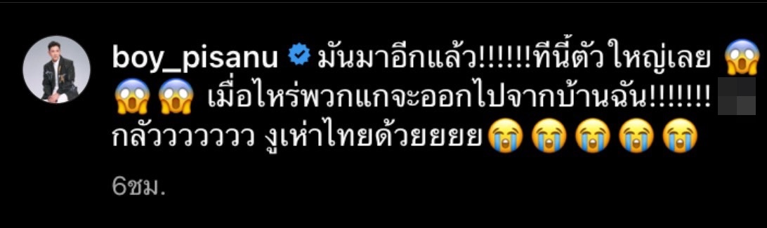 บอย พิษณุ โพสต์คลิปหลอน งูเข้าบ้าน 2 ตัวซ้อน ล่าสุดกู้ภัยเข้ามาจัดการแล้ว บอย พิษณุ โพสต์คลิปหลอน งูเข้าบ้าน 2 ตัวซ้อน ล่าสุดกู้ภัยเข้ามาจัดการแล้ว