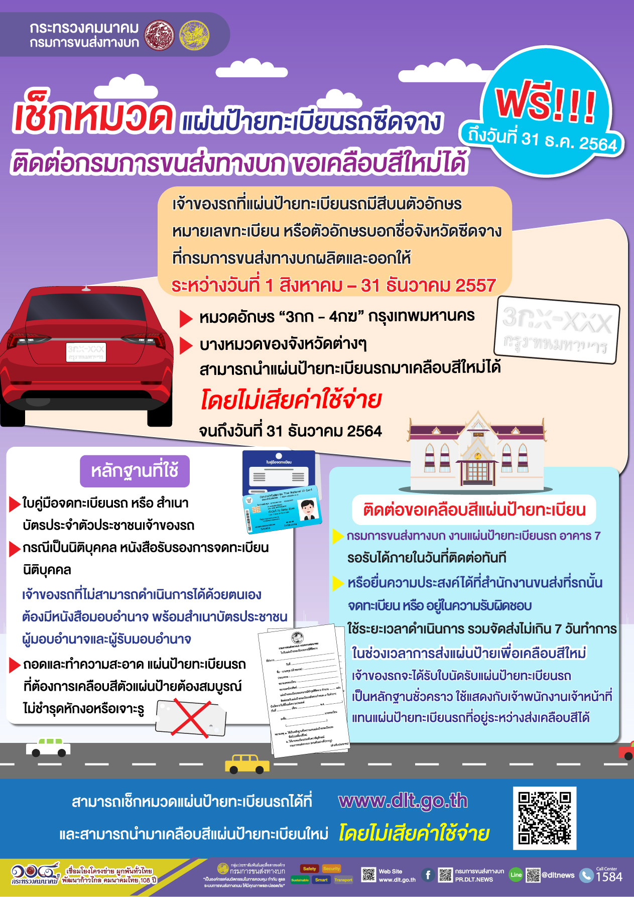 เดือนสุดท้าย! เคลือบป้ายทะเบียนรถสีซีดฟรี เช็กเงื่อนไขที่นี่