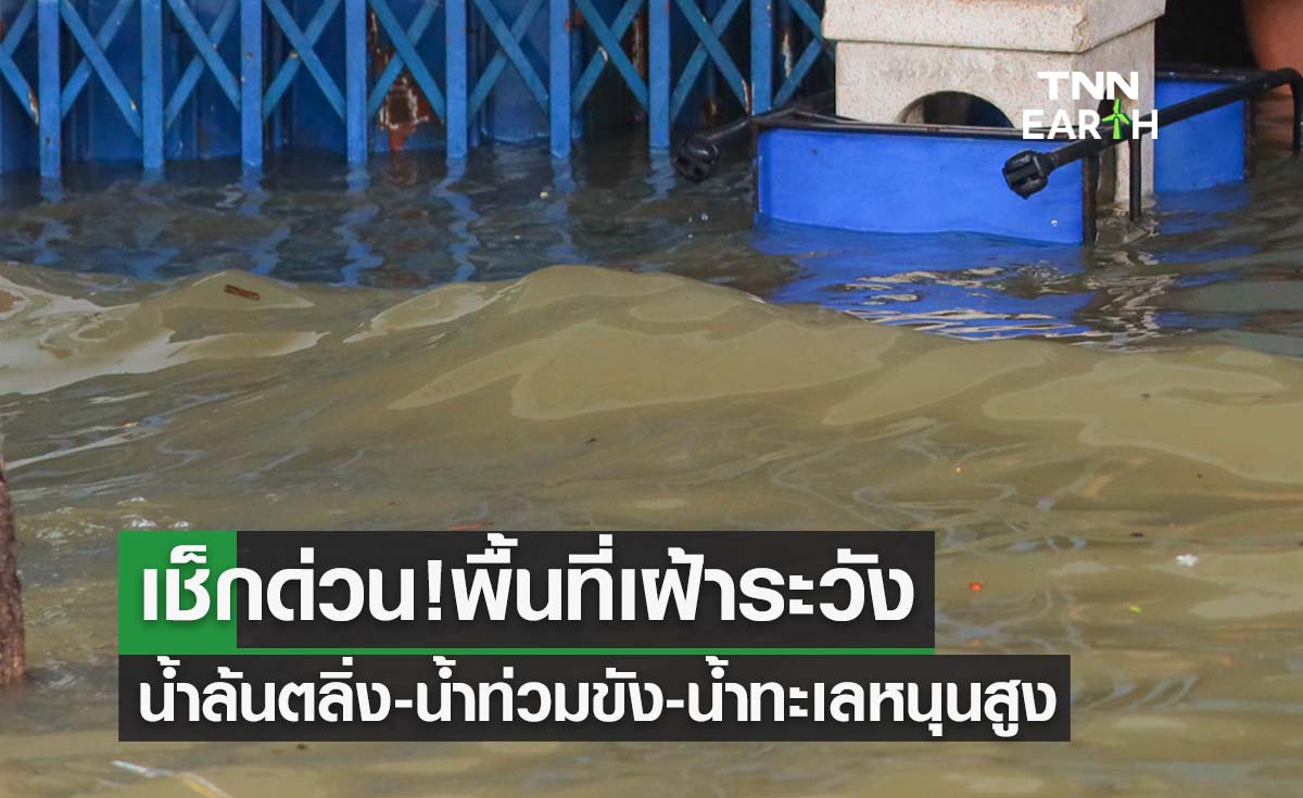 เช็กด่วน! เตือนพื้นที่เฝ้าระวังน้ำล้นตลิ่ง-น้ำท่วมขัง-น้ำทะเลหนุนสูง