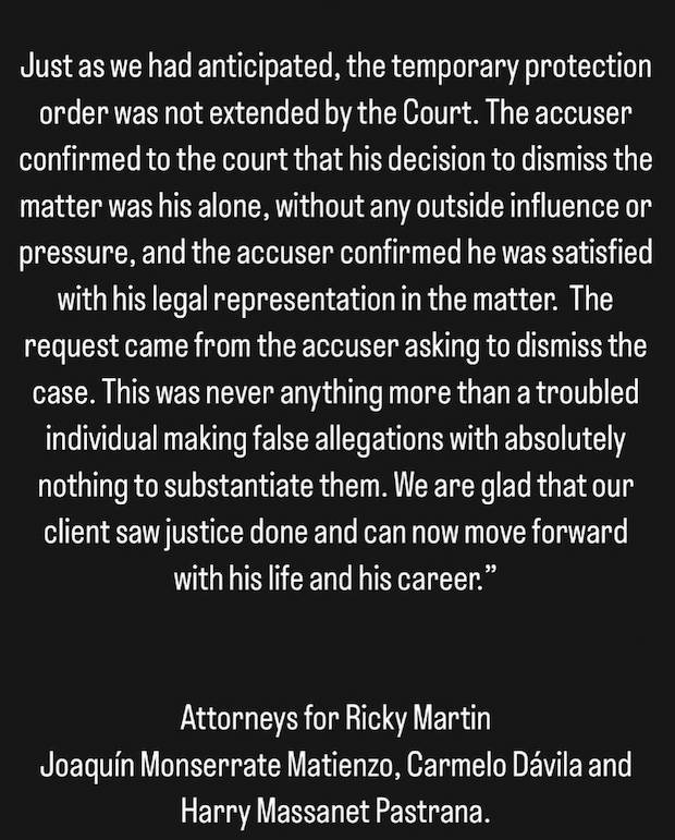 ‘ริคกี้ มาร์ติน’ ชนะคดี!! หลังหลานชายถอนฟ้องข้อกล่าวหาทางเพศ ‘ริคกี้ มาร์ติน’ ชนะคดี!! หลังหลานชายถอนฟ้องข้อกล่าวหาทางเพศ