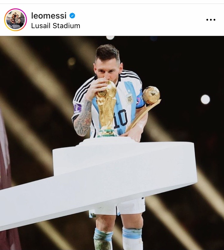 'เมสซี่' แชมป์โลกบนIG!! โพสต์ฉลองชัยฟุตบอลโลกทีมอาร์เจนฯ ยอดไลค์แซงภาพไข่ 'เมสซี่' แชมป์โลกบนIG!! โพสต์ฉลองชัยฟุตบอลโลกทีมอาร์เจนฯ ยอดไลค์แซงภาพไข่