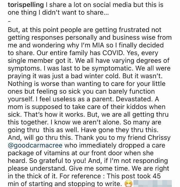 6 แม่ลูกติดโควิด!! ‘ทอรี สเปลลิง’ แจ้งข่าวติดเชื้อพร้อมลูกทั้งห้าคน