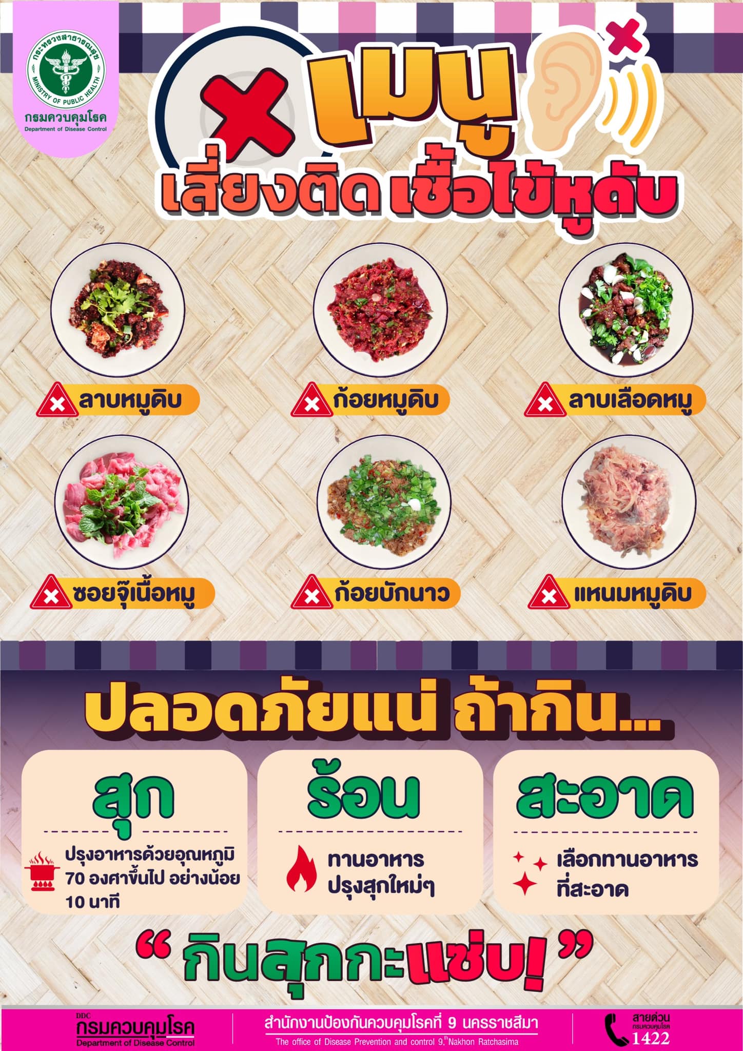 “ไข้หูดับ” ระบาด! พบผู้ป่วยแล้ว 314 เสียชีวิต 13 ราย ย้ำอย่าบริโภคเนื้อหมูดิบ “ไข้หูดับ” ระบาด! พบผู้ป่วยแล้ว 314 เสียชีวิต 13 ราย ย้ำอย่าบริโภคเนื้อหมูดิบ