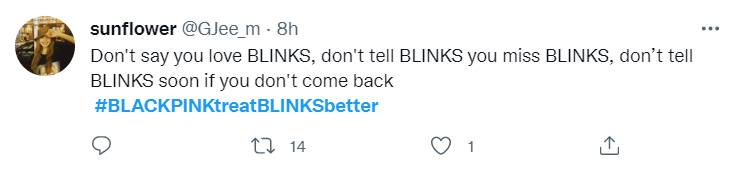 BLACKPINKtreatBLINKSbetter ติดเทรนด์ทวิตเตอร์หลัง BLINK พร้อมใจทวงคืนคัมแบ็ควง BLACKPINK BLACKPINKtreatBLINKSbetter ติดเทรนด์ทวิตเตอร์หลัง BLINK พร้อมใจทวงคืนคัมแบ็ควง BLACKPINK